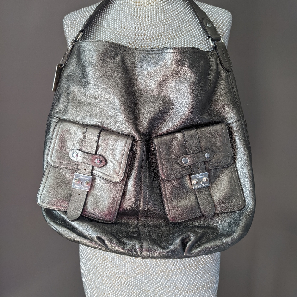 Authentic Ralph Lauren metallic leather shoulder bag